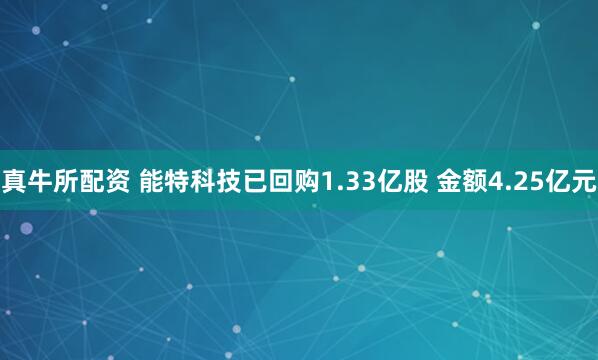真牛所配资 能特科技已回购1.33亿股 金额4.25亿元