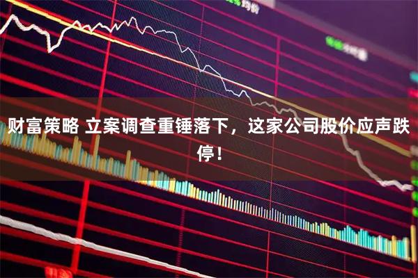财富策略 立案调查重锤落下，这家公司股价应声跌停！