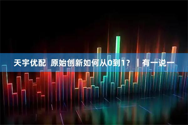 天宇优配  原始创新如何从0到1？｜有一说一