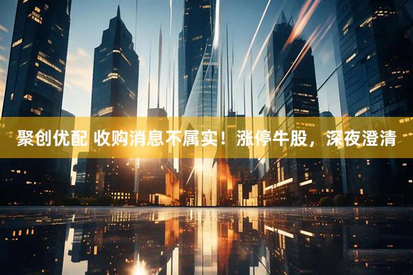 聚创优配 收购消息不属实!涨停牛股,深夜澄清